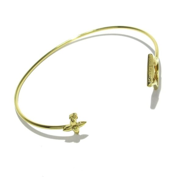 100% Authentic  LOUIS VUITTON Rigid Flower Gram Gold Bracelet - Picture 8 of 9